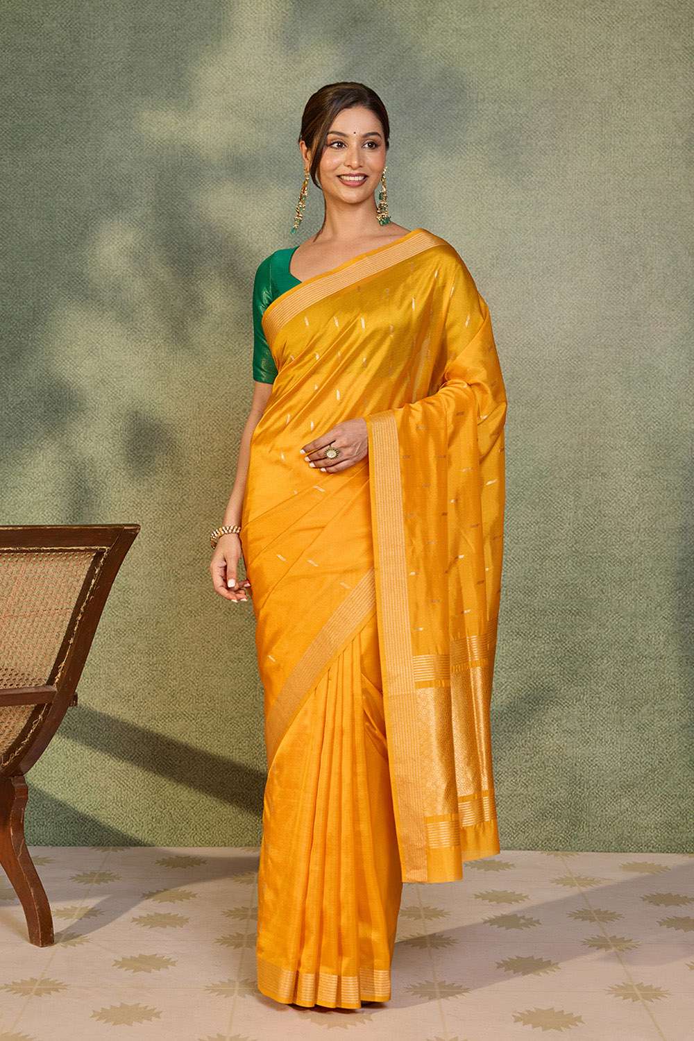 Light Yellow Silk Viscose Cutwork Banaras  Saree image number null