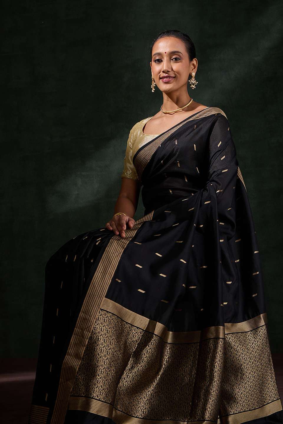Black Silk Viscose Cutwork Saree