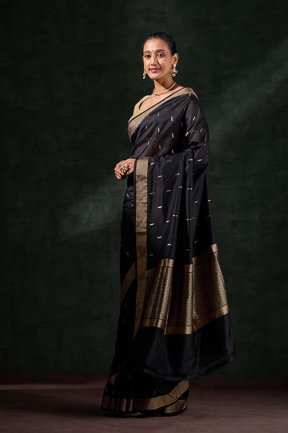 Black Silk Viscose Cutwork Saree image number null