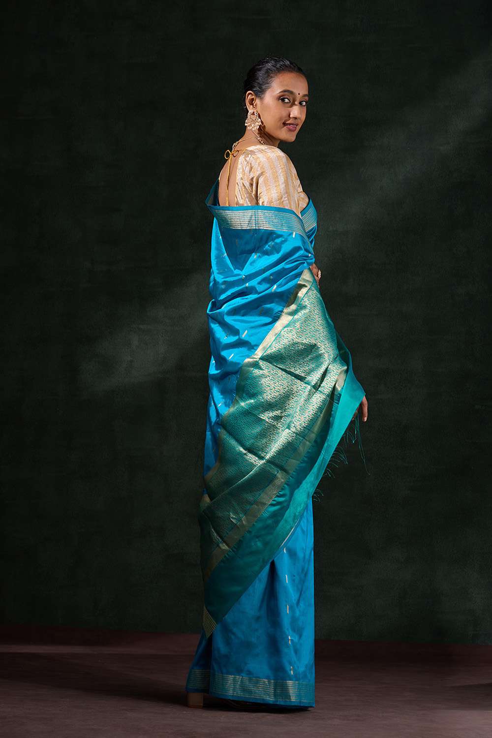 Blue Silk Viscose Cutwork Saree image number null