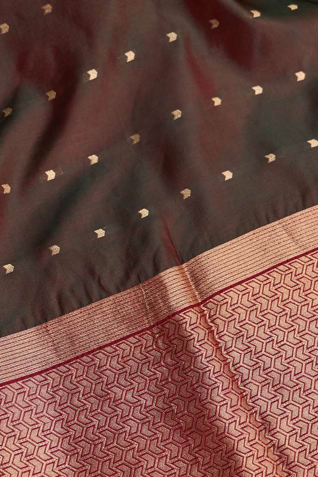Dark Green Silk Viscose Cutwork Saree thumbnail image number null
