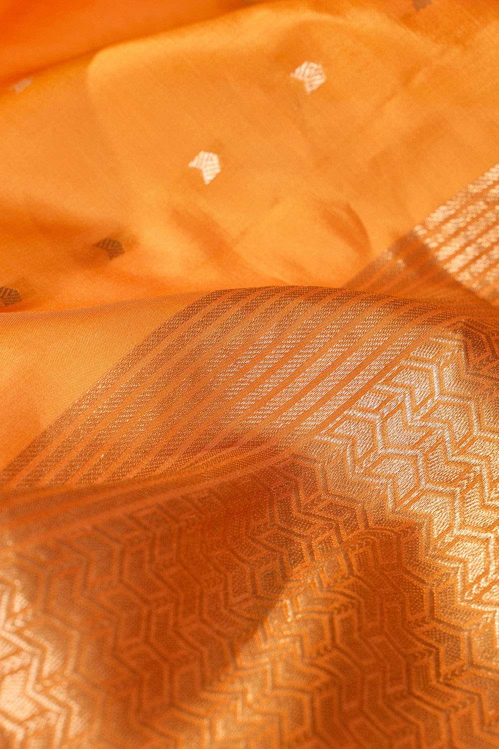 Orange Silk Viscose Cutwork Banaras  Saree image number null