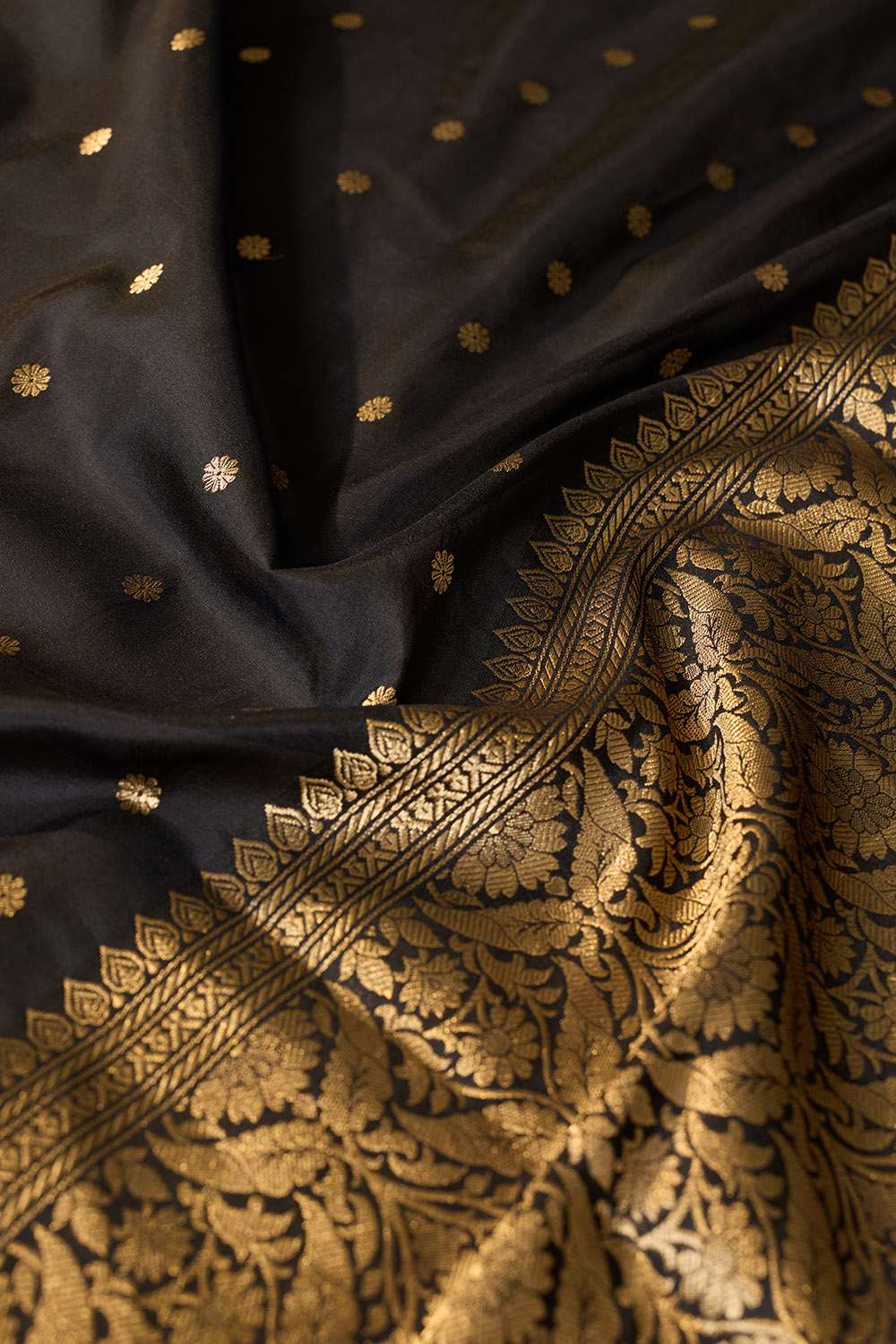 Black Silk Viscose Cutwork Banarasi Inspired Design Saree image number null