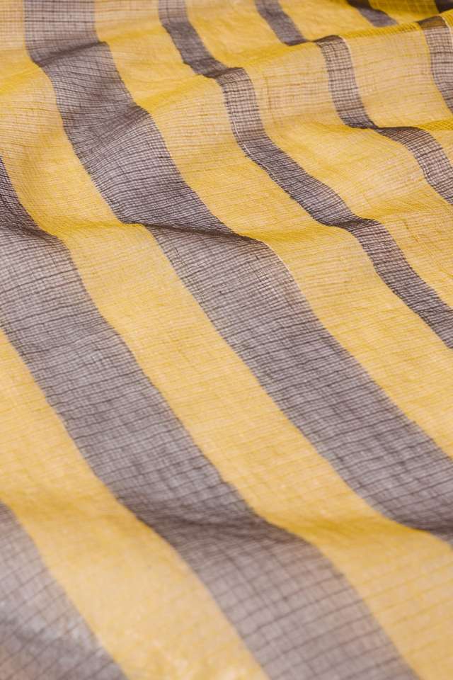 Yellow Bagru Block Printed Pure Cotton Kota Saree thumbnail image number null