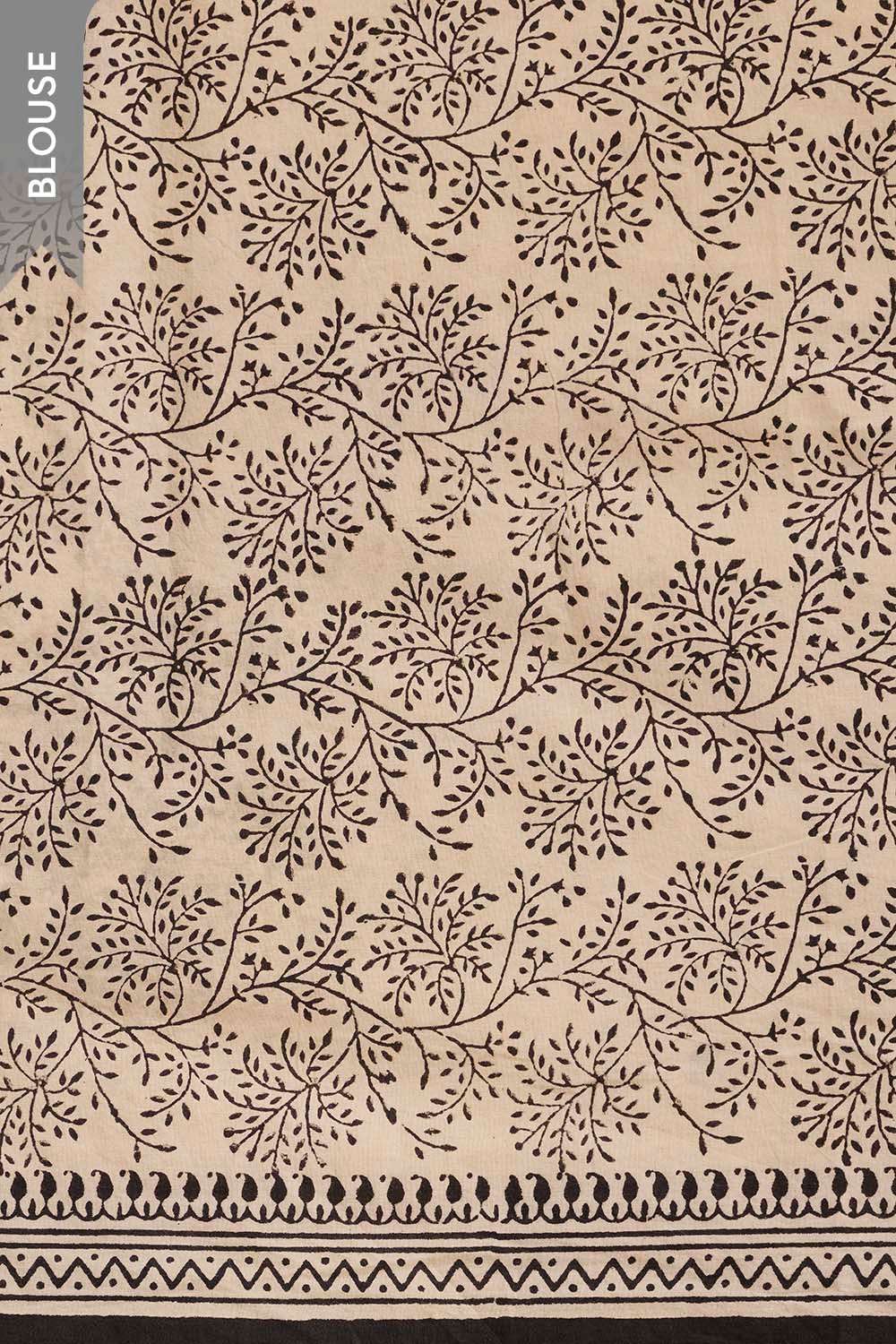 Light Blue Bagru Block Printed Pure Cotton Kota Saree image number null