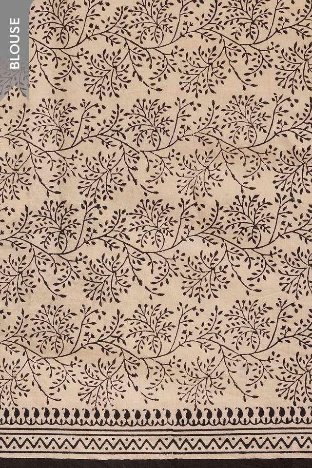 Light Blue Bagru Block Printed Pure Cotton Kota Saree thumbnail image number null