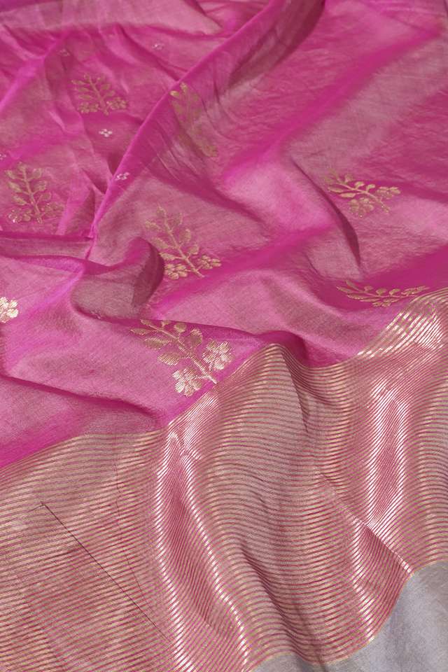 Grey Woven Pure Silk Cotton Chanderi Saree thumbnail image number null