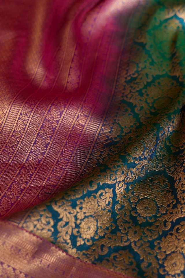Dark Blue Woven Kanjeevaram Inspired Design Silk Viscose Saree thumbnail image number null