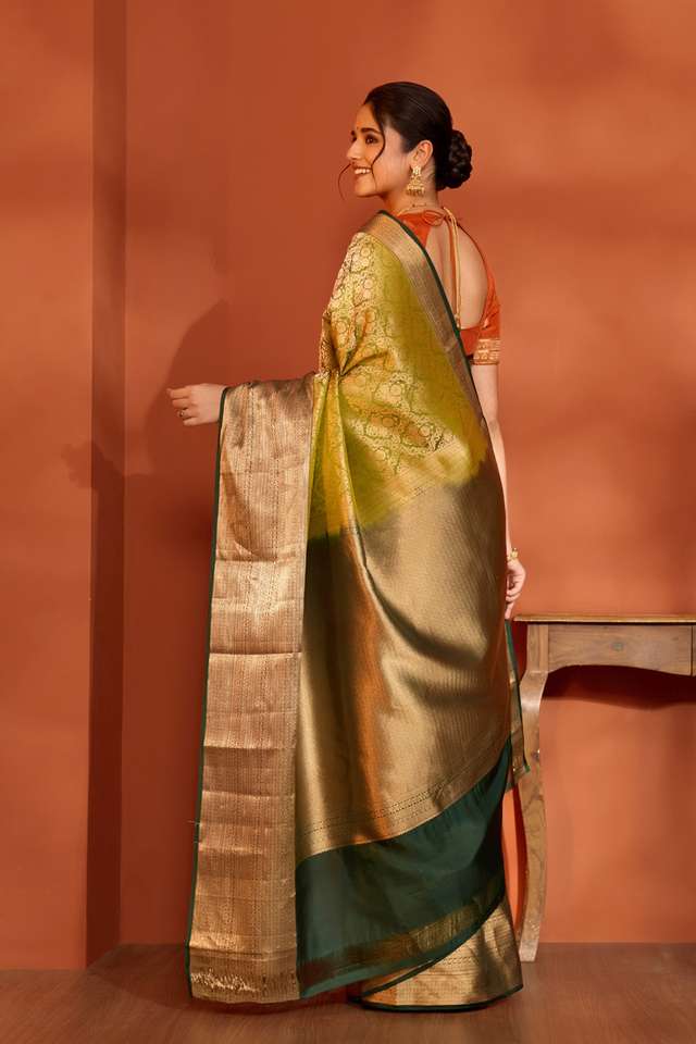 Light Green Woven Kanjeevaram Inspired Design Silk Viscose Saree thumbnail image number null