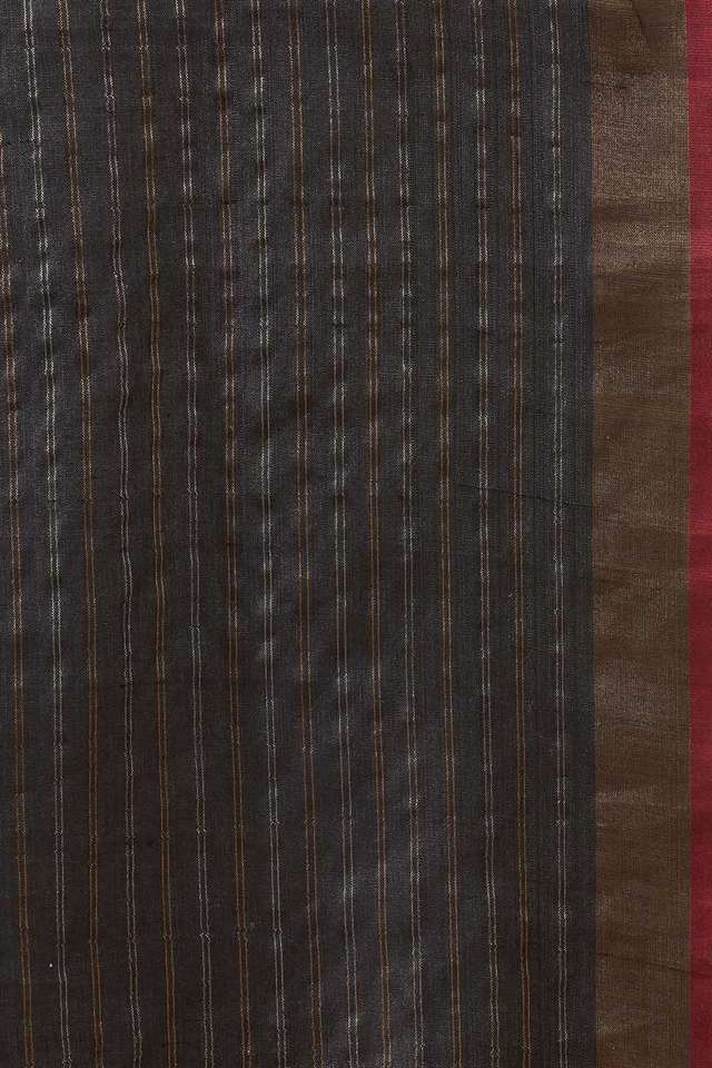 Black Bhagalpur Woven Pure Tussar Silk Saree thumbnail image number null