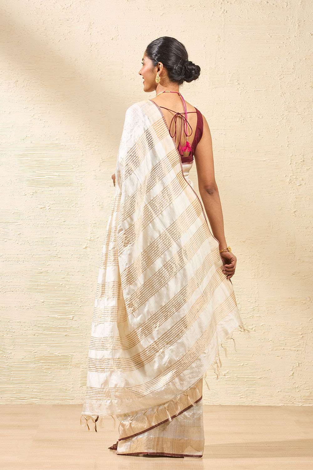 Off White Bhagalpur Woven Pure Tussar Silk Saree image number null
