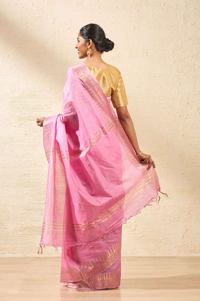 Pink Bhagalpur Woven Pure Tussar Silk Saree thumbnail image number null