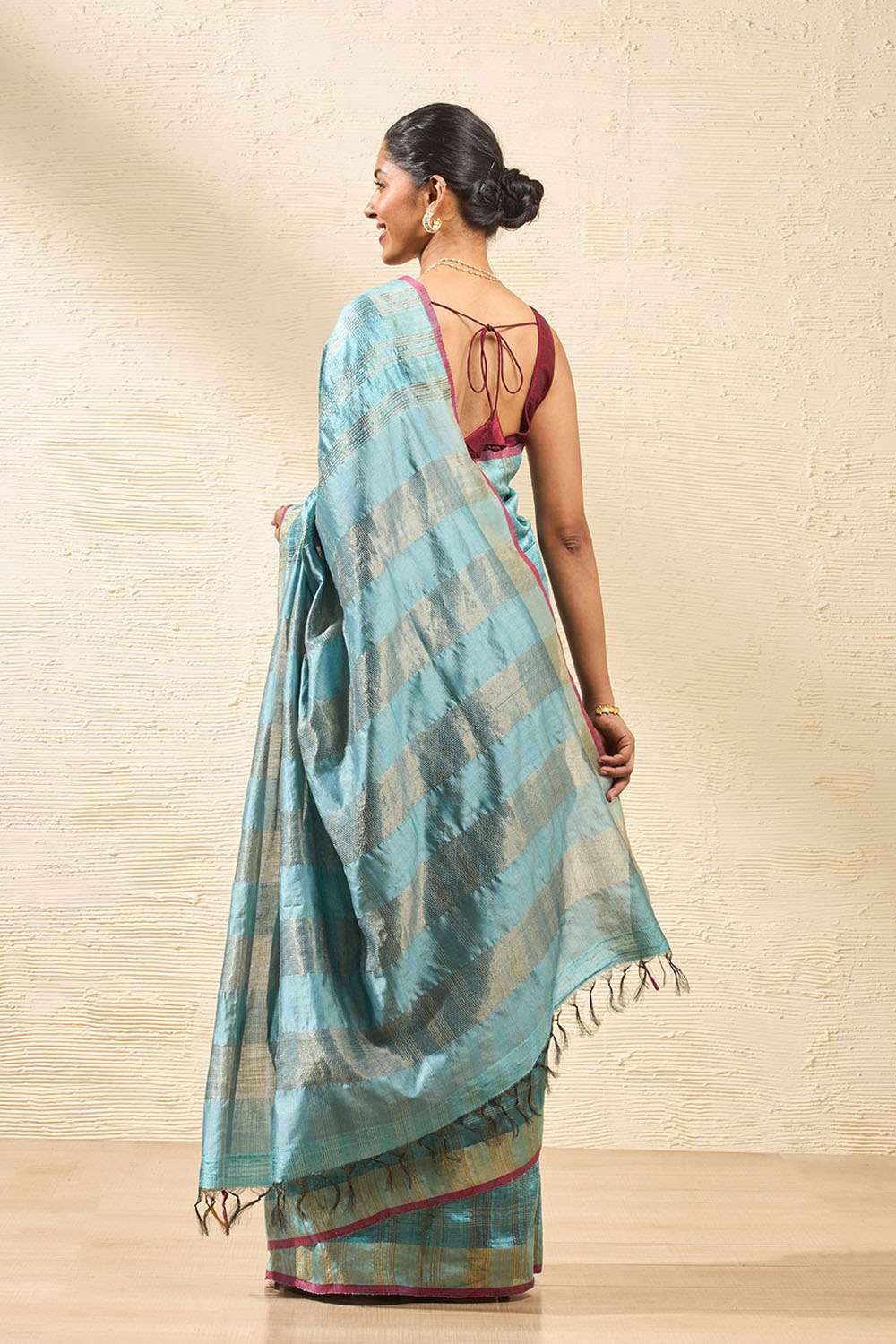 Light Blue Bhagalpur Woven Pure Tussar Silk Saree image number null