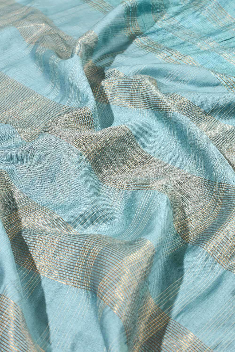 Light Blue Bhagalpur Woven Pure Tussar Silk Saree image number null