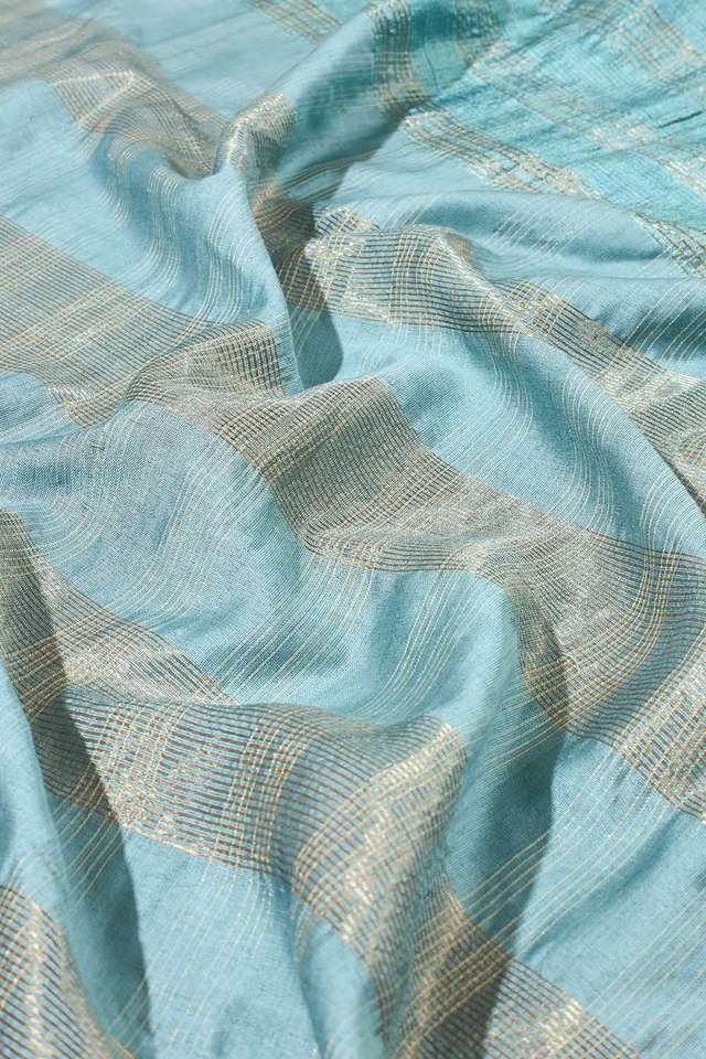 Light Blue Bhagalpur Woven Pure Tussar Silk Saree thumbnail image number null