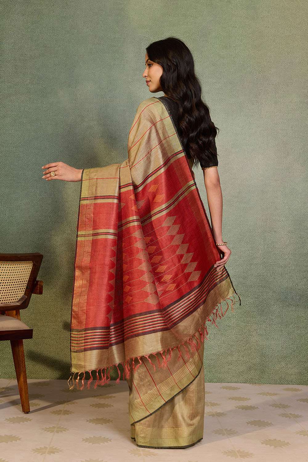 Brown Woven Pure Tussar Silk Bhagalpur Saree image number null