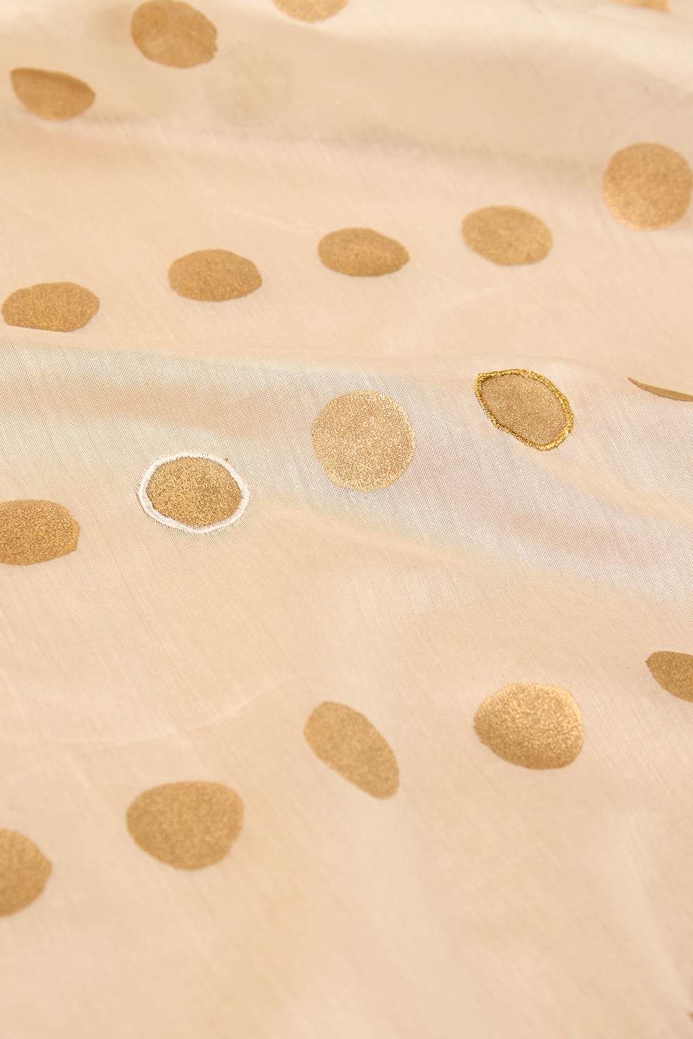Off White Pure Silk Cotton Block Printed Embroidered Saree image number null