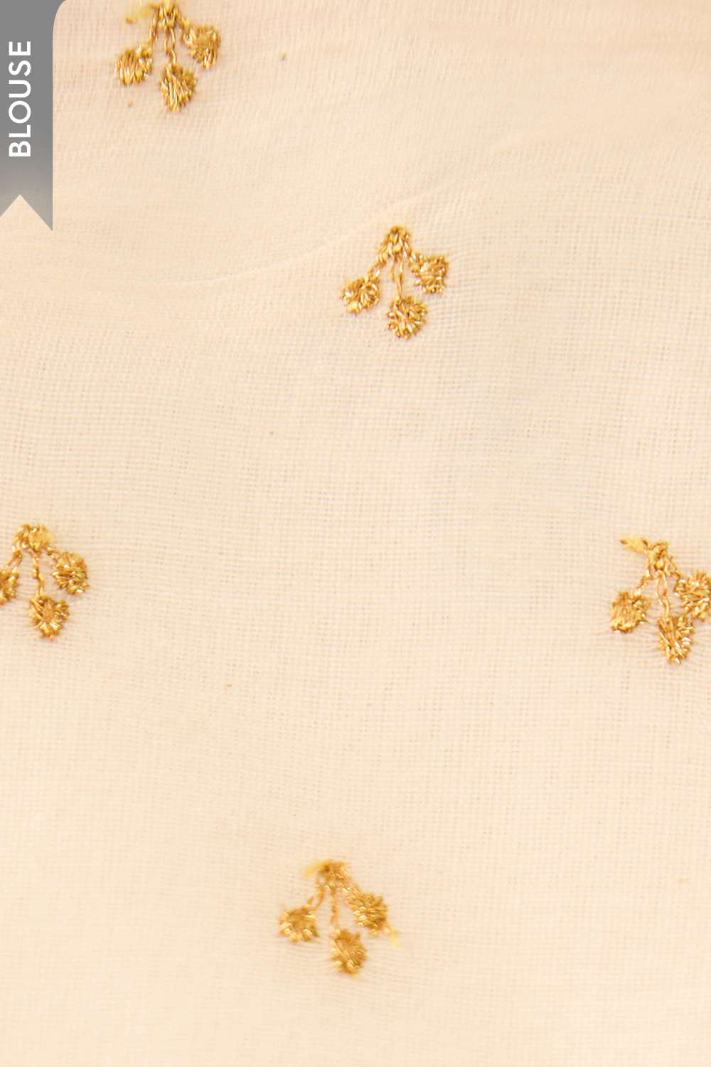 Off White Pure Silk Cotton Block Printed Embroidered Saree image number null