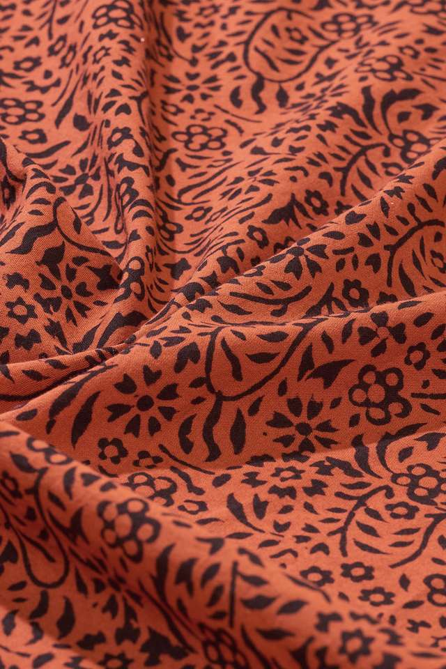 Dark Orange Bagh Block Printed Pure Cotton Saree thumbnail image number null