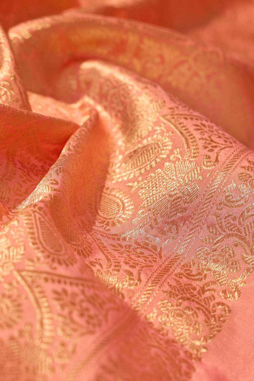 Light Orange Silk Viscose Kadwa Banaras Inspired Design Saree image number null