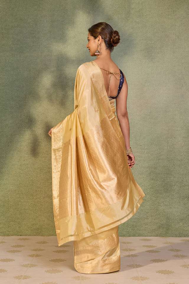 Beige Silk Viscose Kadwa Banarasi Saree thumbnail image number null