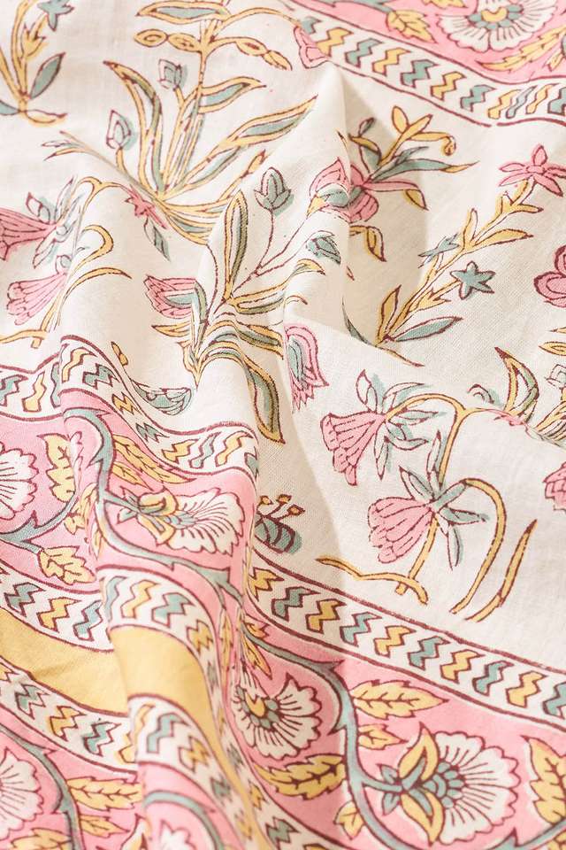 Light Pink Rajasthan Pure Cotton Printed Sanganeri Saree thumbnail image number null