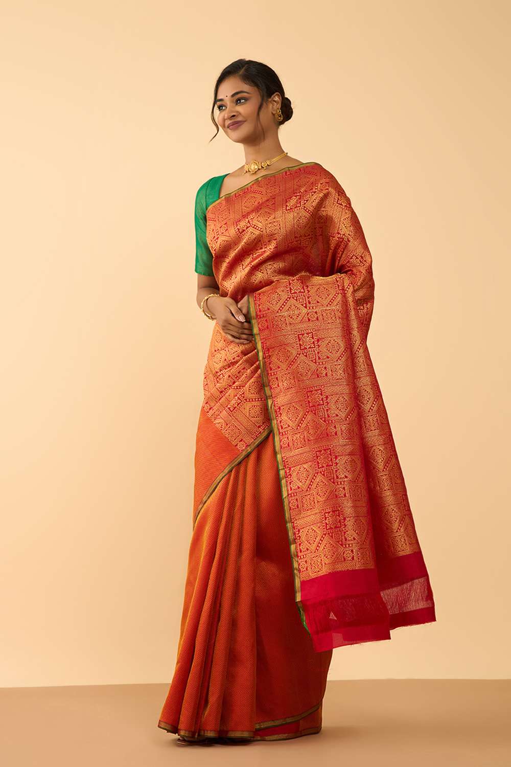 Red Pure Silk Woven Kanjivaram Saree image number null
