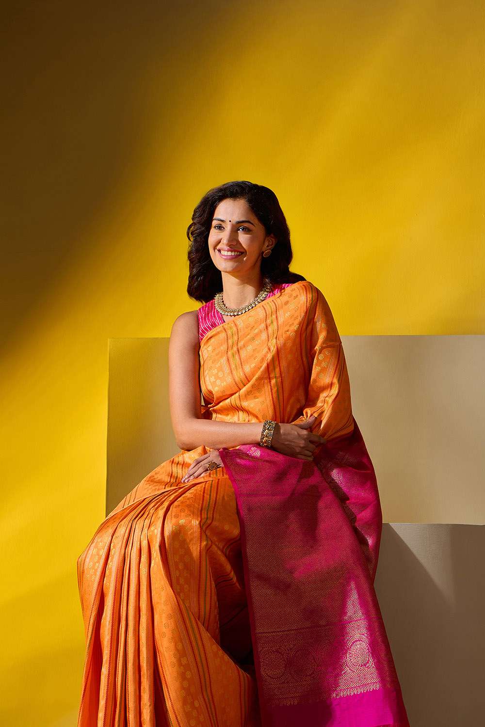 Orange Woven Pure Silk Kanjivaram Saree image number null