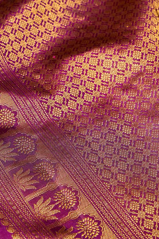 Purple Woven Pure Silk Kanjivaram Saree thumbnail image number null