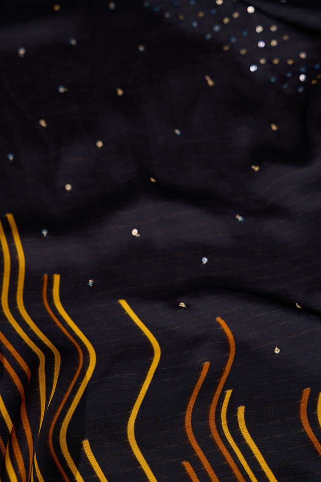 Black Printed Viscose Georgette Saree thumbnail image number null
