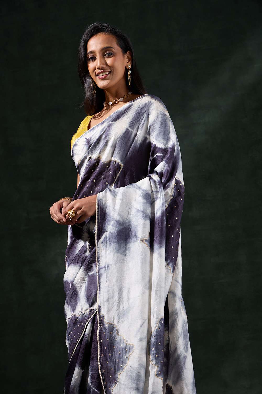 Grey Murshidabad Silk Tie and Dye Shibori Saree image number null