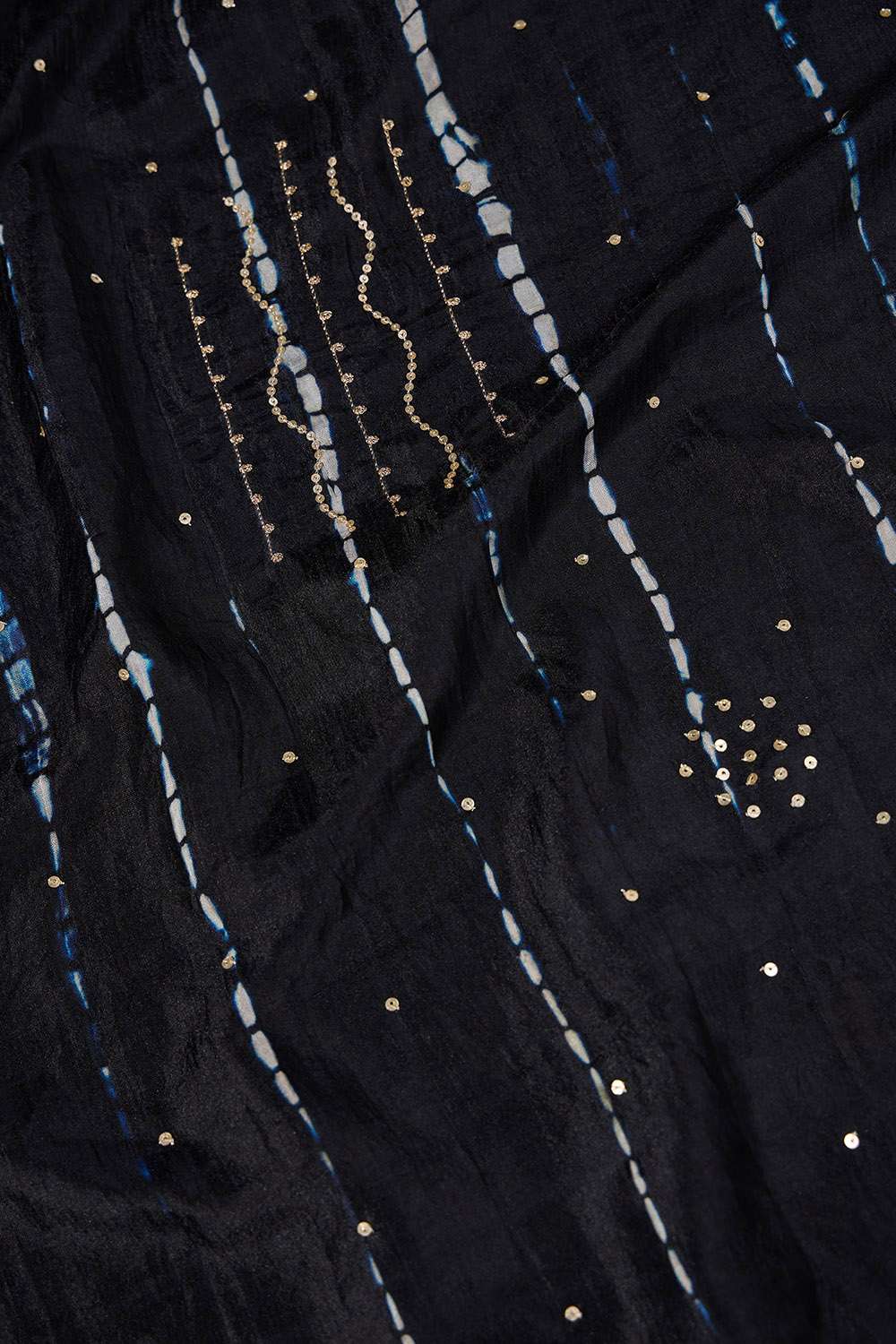 Black Murshidabad Silk Tie and Dye Shibori Saree image number null