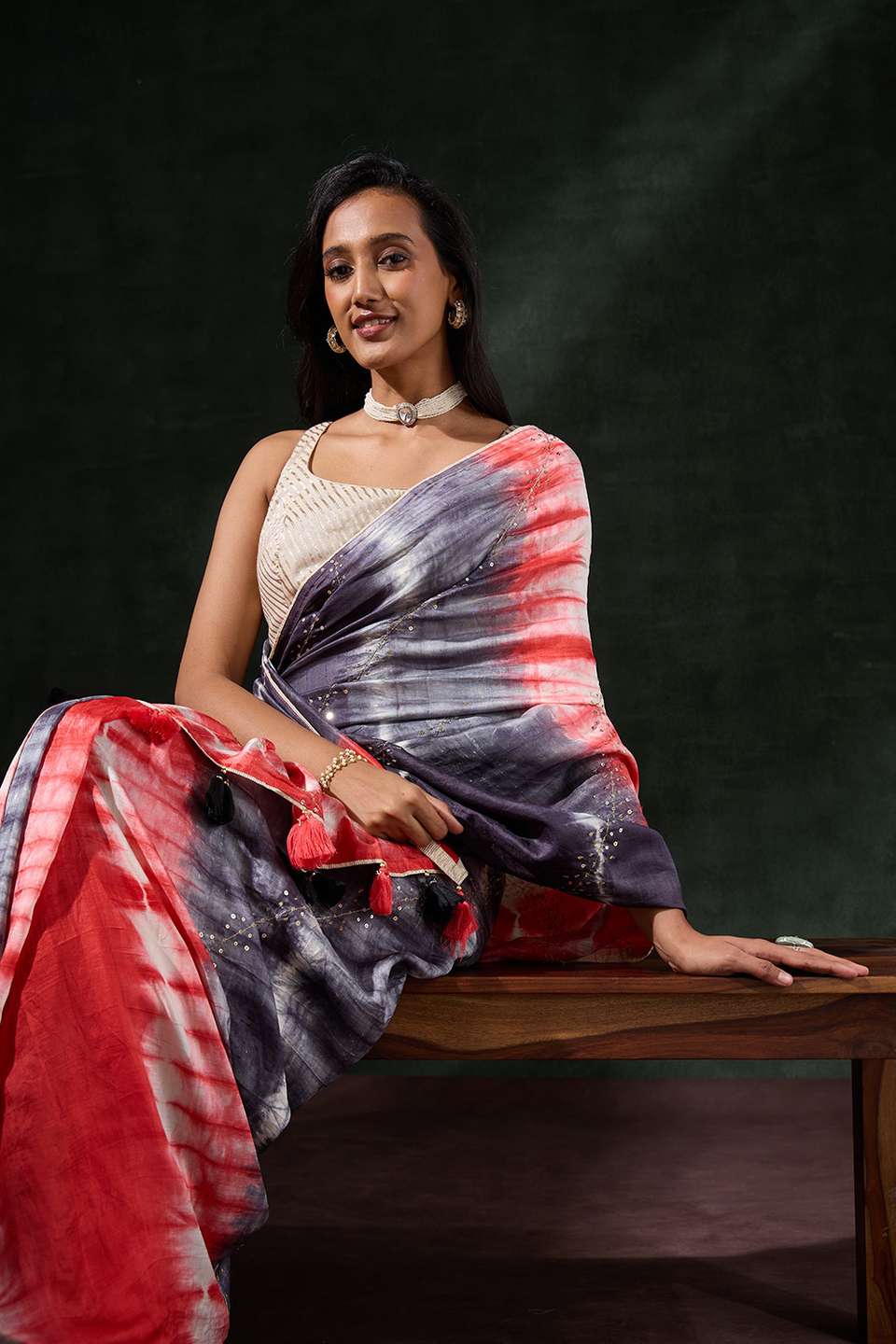 Multicolored Murshidabad Silk Tie and Dye Shibori Saree