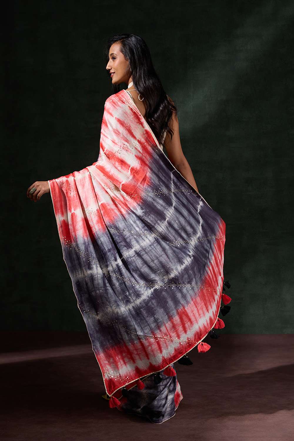 Multicolored Murshidabad Silk Tie and Dye Shibori Saree image number null