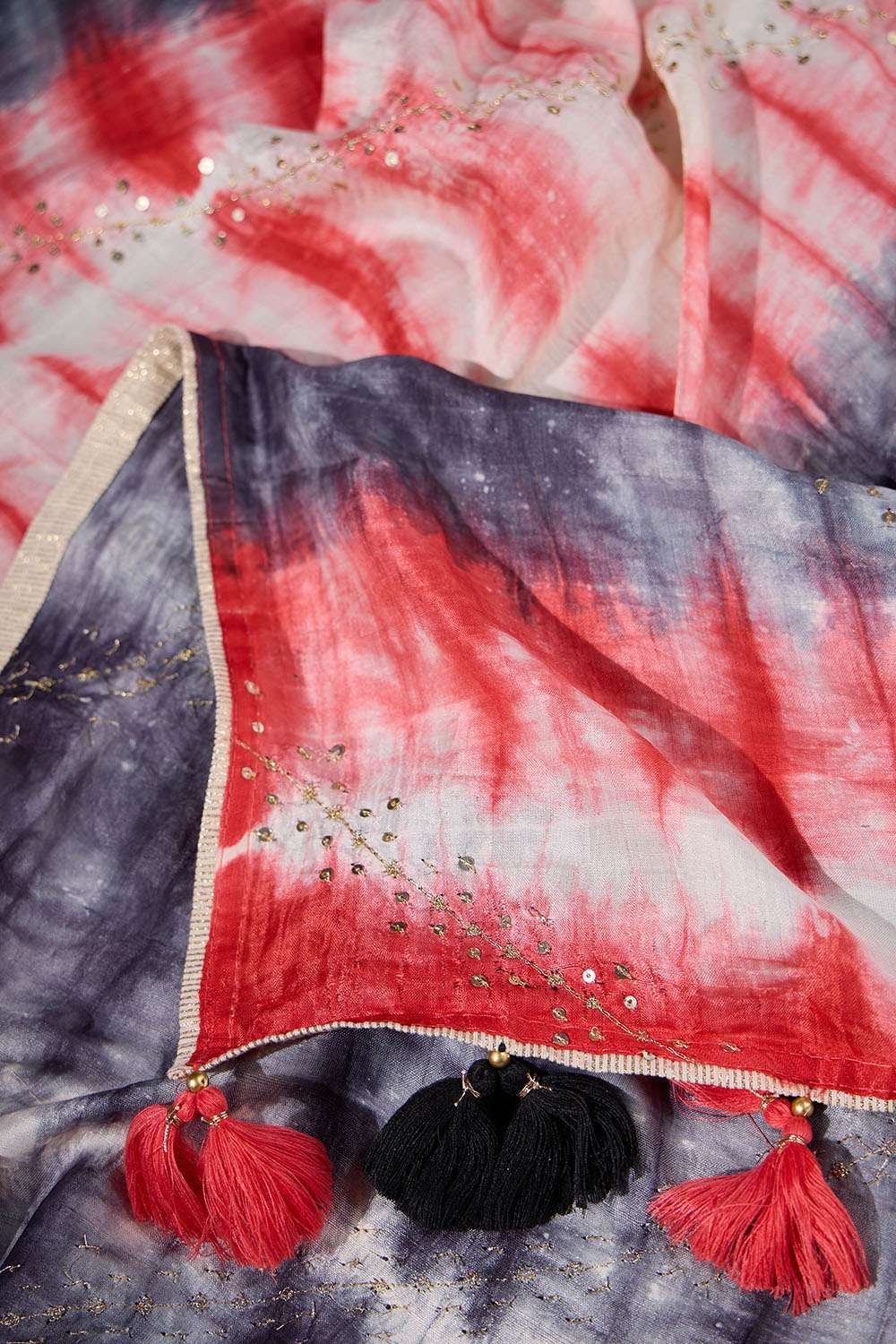 Multicolored Murshidabad Silk Tie and Dye Shibori Saree image number null