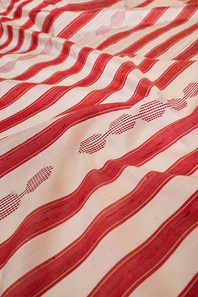 Off White Bhagalpur Woven Pure Tussar Silk Saree thumbnail image number null