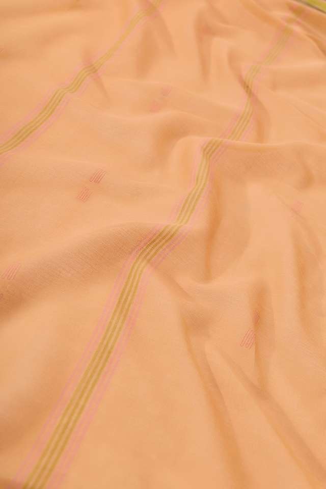 Light Orange Bengal Pure Cotton Jamdani Saree thumbnail image number null