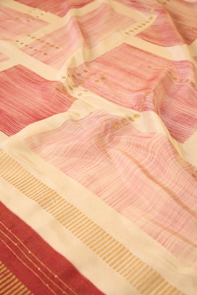 Off White Pure Tissue Organza Printed Embroidery Saree thumbnail image number null