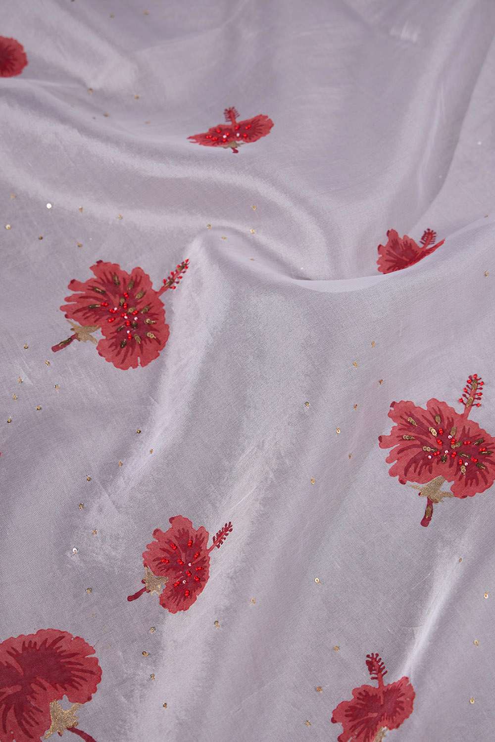 Off White Pure Organza Printed Embroidery Saree image number null