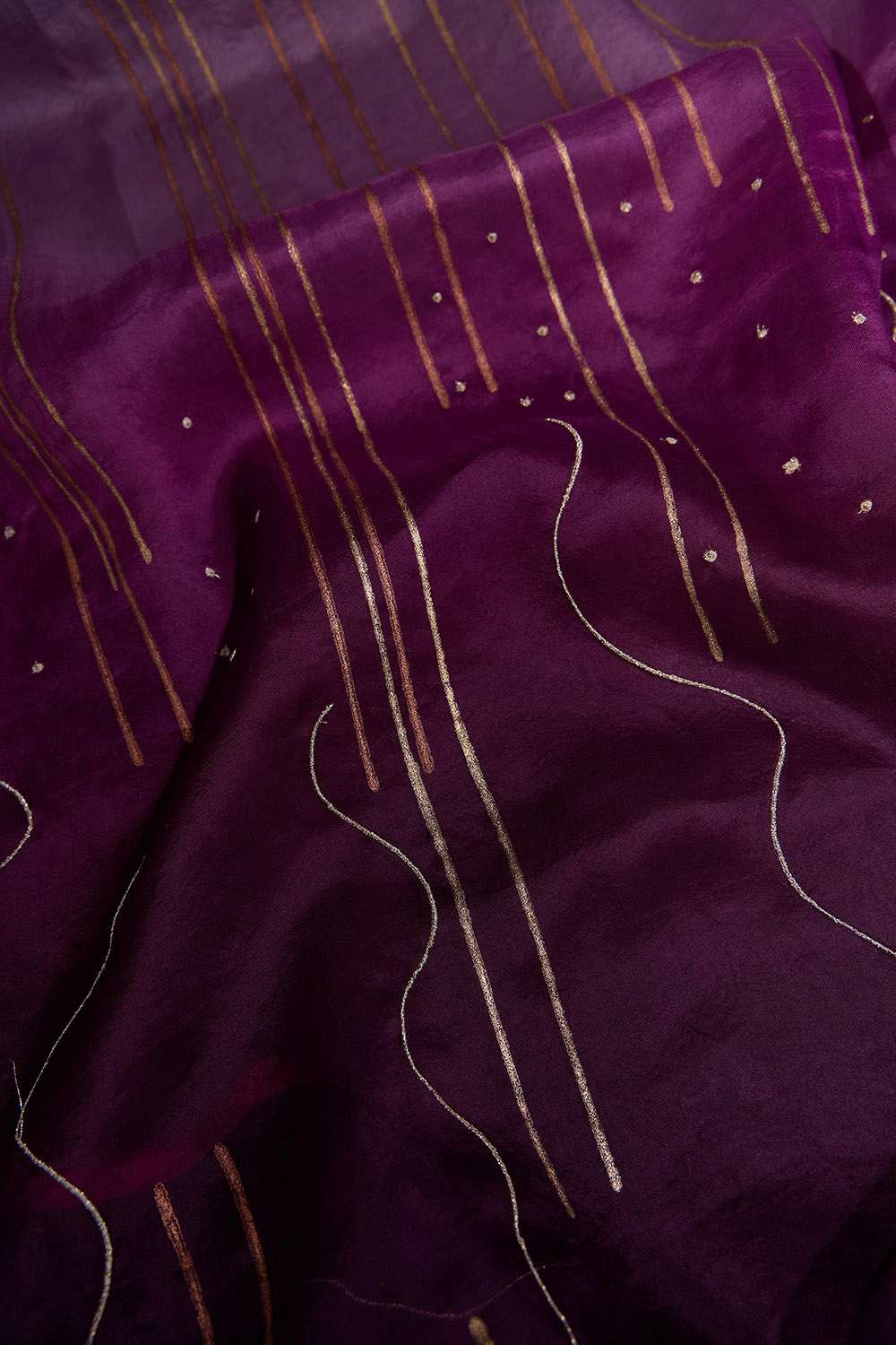 Purple Pure Organza Printed Embroidery Saree image number null