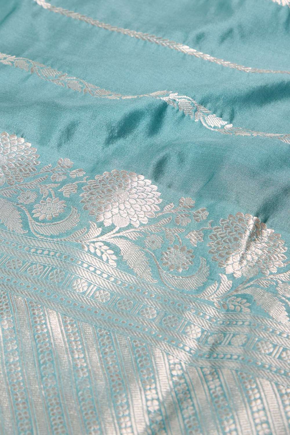 Light Blue Pure Silk Kadwa Banarasi Saree image number null