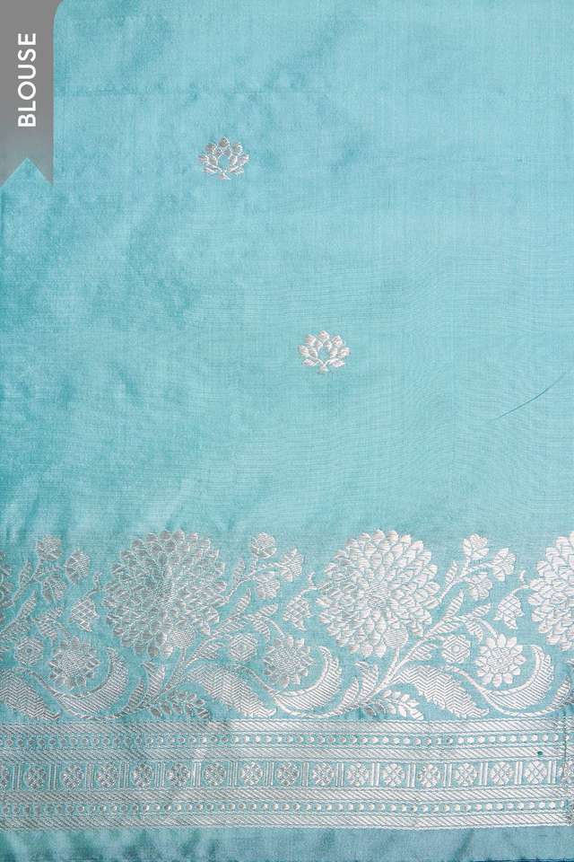 Light Blue Pure Silk Kadwa Banarasi Saree thumbnail image number null