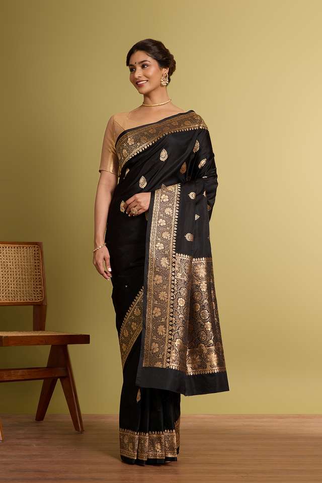 Black Pure Silk Kadwa Banarasi Saree thumbnail image number null