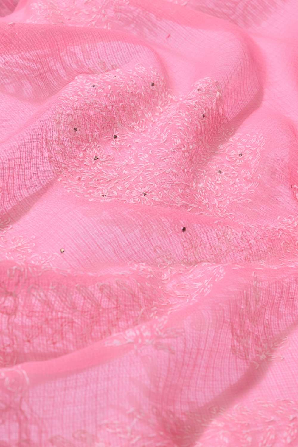 Light Pink Lucknow Pure Cotton Kota Chikankari Saree image number null