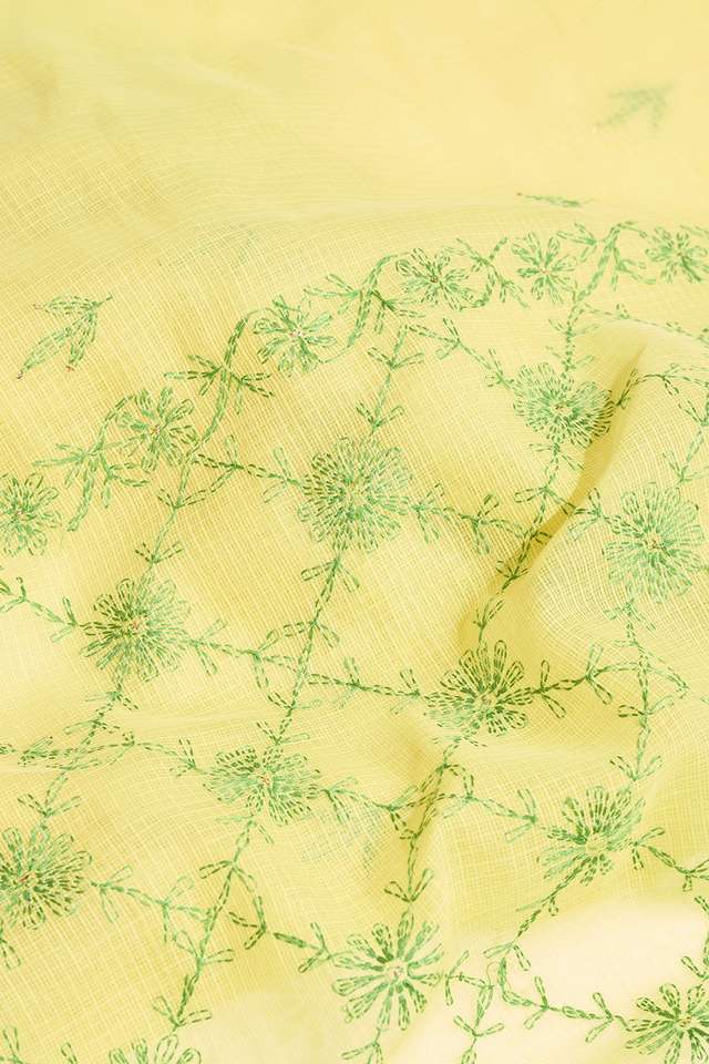 Light Yellow Pure Cotton Kota Chikankari Saree thumbnail image number null