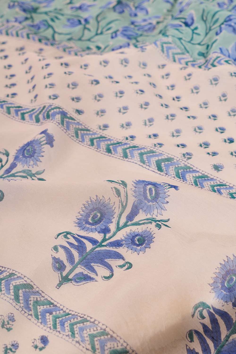 Light Blue Rajasthan Pure Silk Cotton Printed Sanganeri Saree image number null