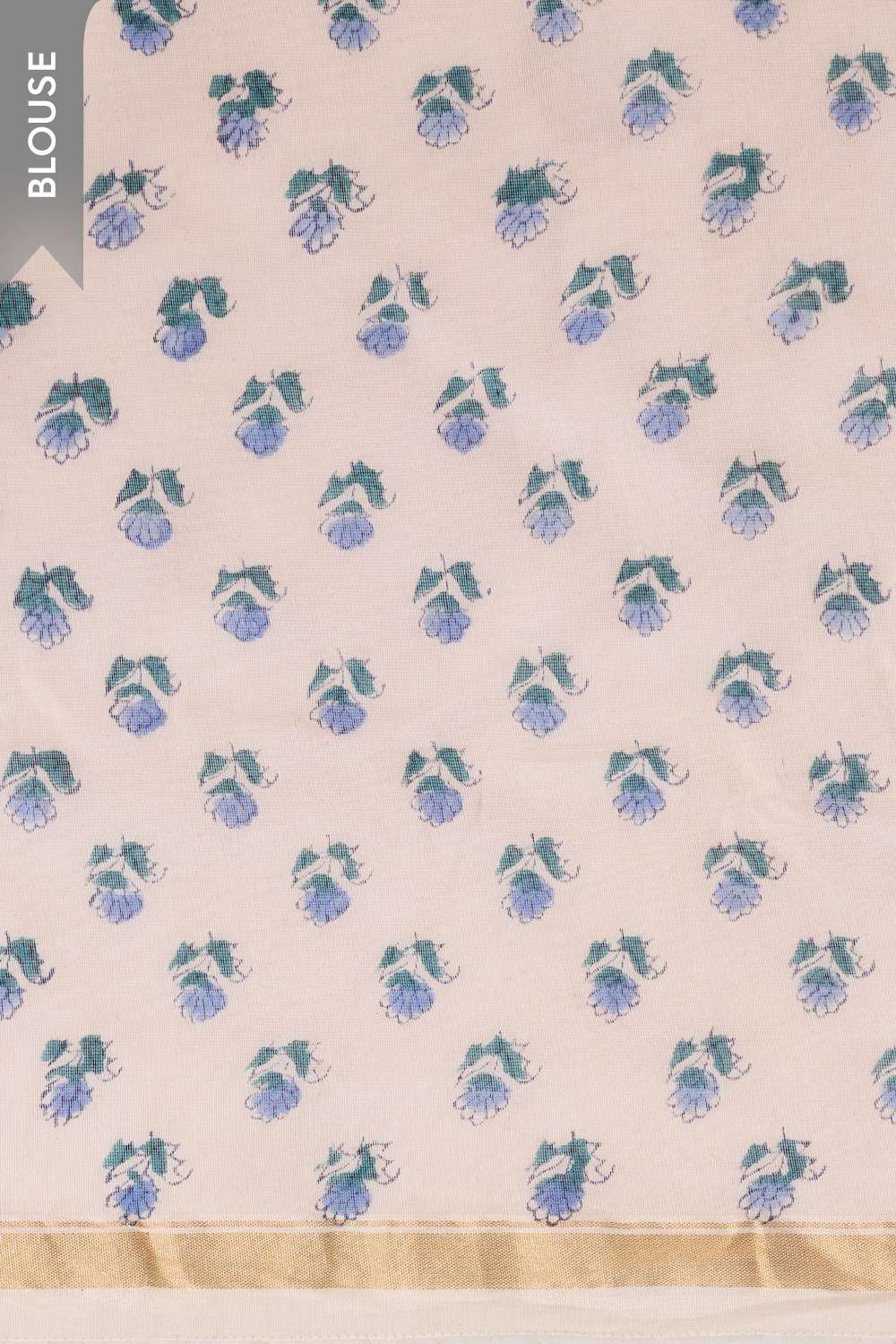 Light Blue Rajasthan Pure Silk Cotton Printed Sanganeri Saree image number null