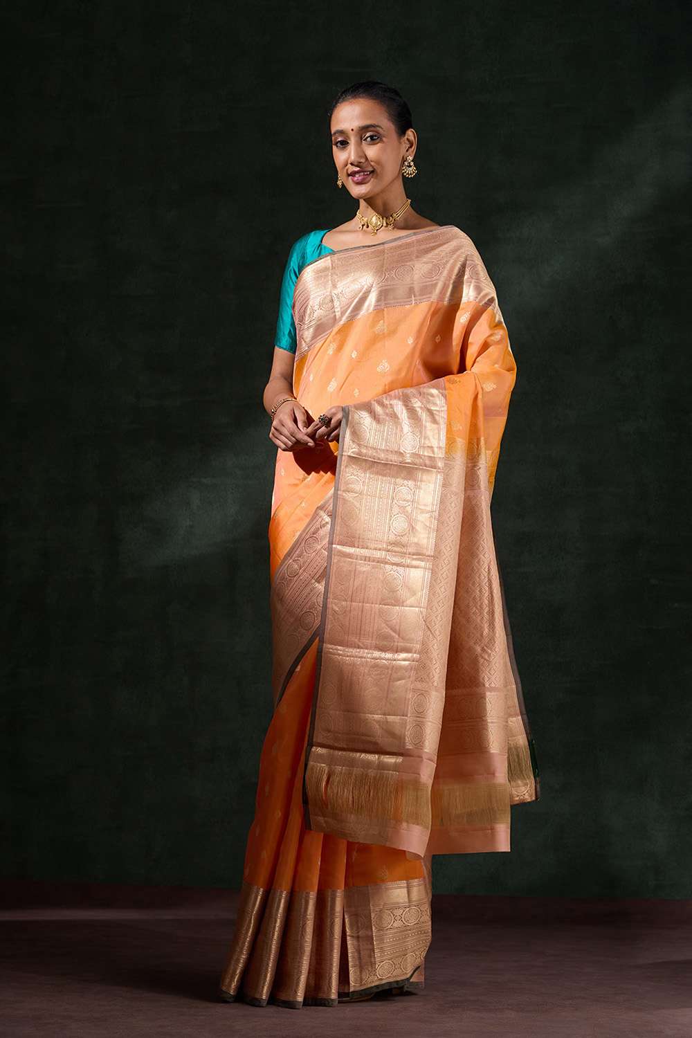 Orange Woven Silk Viscose Saree image number null