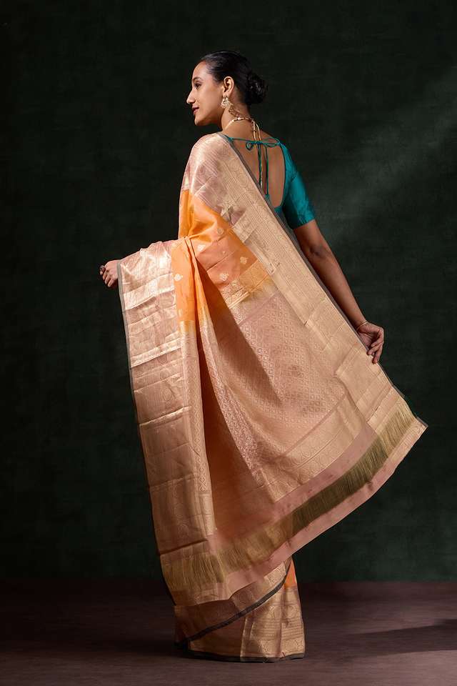 Orange Woven Silk Viscose Saree thumbnail image number null