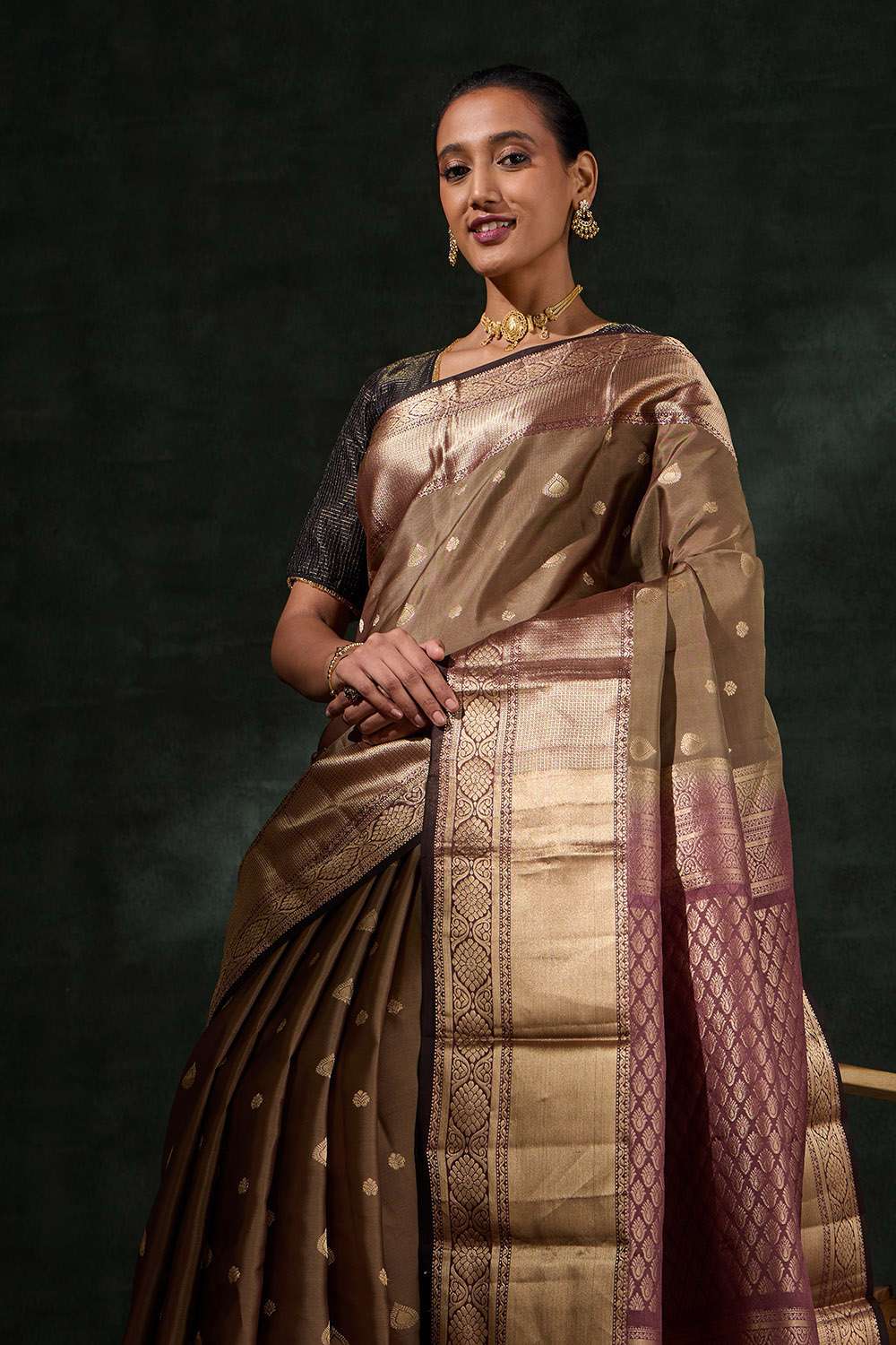 Light Green Woven Silk Viscose Saree image number null